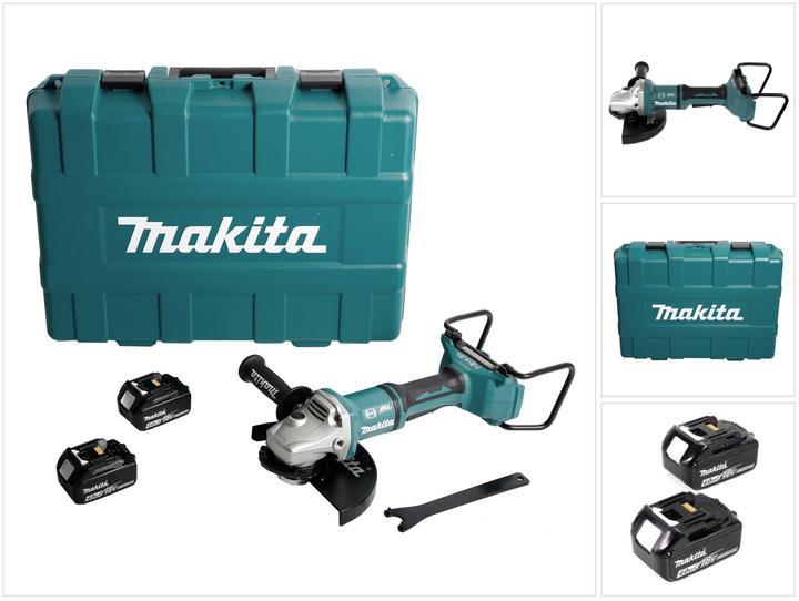 Immagine prodotto Makita DGA 900 MKX2 Smerigliatrice a batteria 36V (2x18V) 230mm + 2x Batterie 4,0Ah + Dado Ezynut + (230 mm)