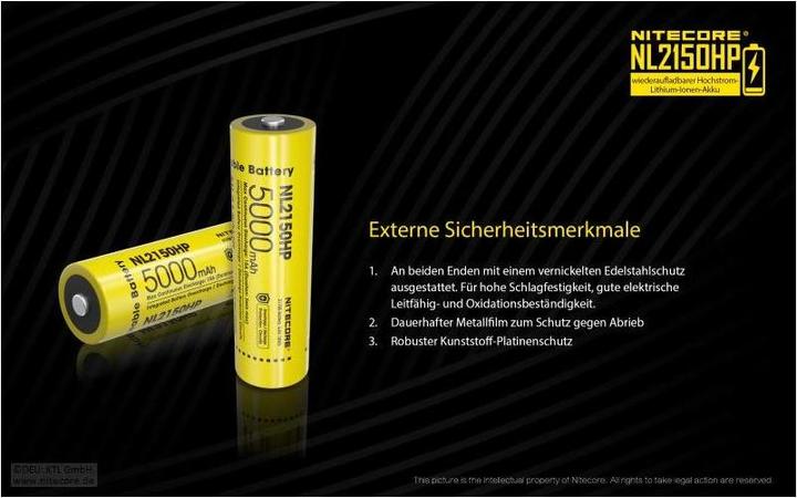 Actual product image Nitecore Li-Ion battery type 21700 - 5000mAh - NL2150HP