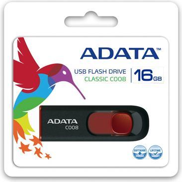 Actual product image Adata USB 2.0 Stick C008 Black/Red 16GB (16 GB, USB-A)