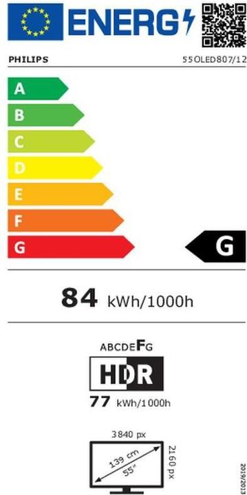 Energy Label Philips 55OLED807 (55", OLED807, OLED, 4K, 2022)