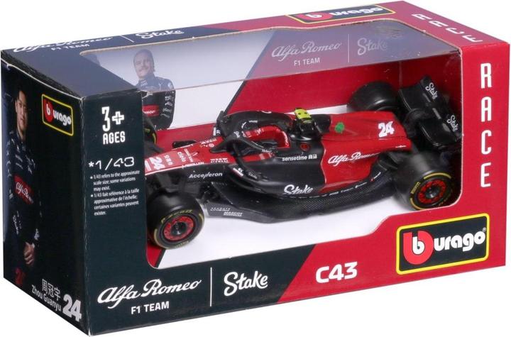 Actual product image Bburago Alfa Romeo F1 Team Stake C43 1/43 Guanyu 2023