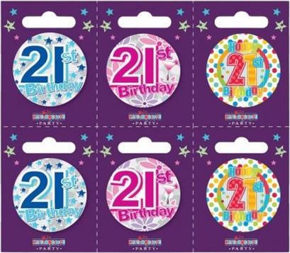 Produktbild Kaleidoscope AnsteckerSet 21. Geburtstag 6erPack Karton