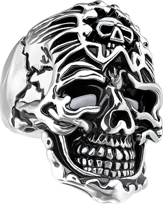 Produktbild Star Piercing Ring silber Schädel mit Schädel Bandana (Chirurgenstahl 316L, ohne Messing)