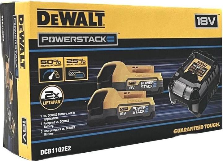Produktbild DeWalt ŁADOWARKA DCB1102 +2x1,7Ah POWERSTACK DCB1102E2 (18 V)
