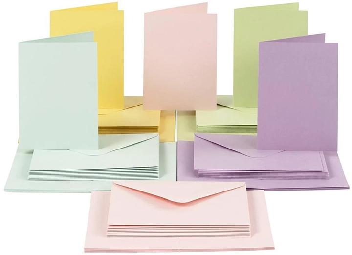 Immagine prodotto Creativ Company Cartoncino e busta vuota 10,5 x 15 cm, 50 pezzi, pastello (50 pz.)