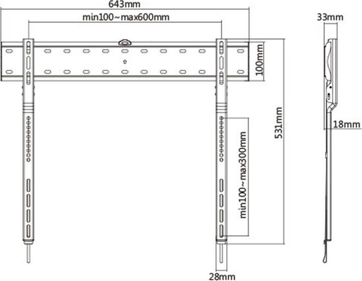 Image du produit Prokord DUS70-36F (Mur, 80", 40 kg)