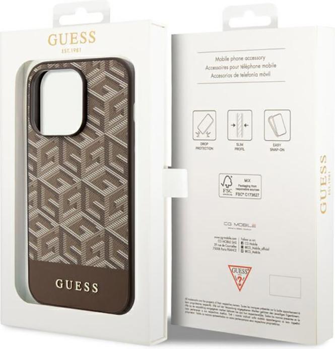 Produktbild Guess GUHMP14LHGCFSEW iPhone 14 Pro 6.1" brązowy/brown hard case GCube Stripes MagSafe (Apple iPhone 14 Pro)