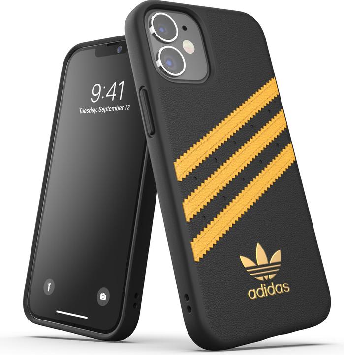 Image du produit adidas Coque arrière en PU moulé iPhone 12 mini Noir/Jaune (Apple iPhone 12 mini)