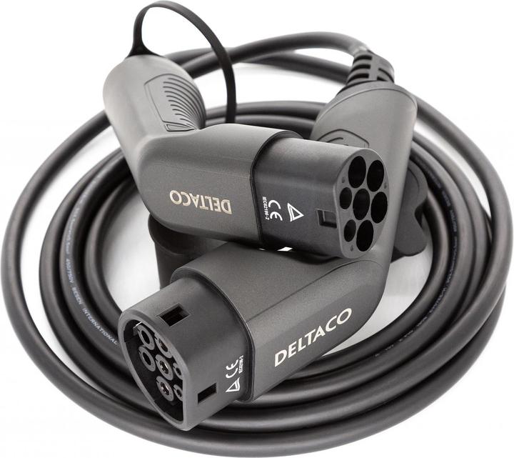 Immagine prodotto Deltaco Cavo di ricarica EV di tipo 2 per auto elettriche e veicoli ibridi, cavo Mennekes per (Tipo 2, 11 kW, 16 A, 7 m)