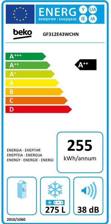 Energy Label Beko GF312E43WCHN (Stand-alone, 275 l)