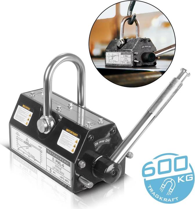 Produktbild Stahlwerk Lasthebemagnet mit 600 kg 1322 lbs Tragkraft 2100 kg 4629 lbs Zugkraft (1 x)