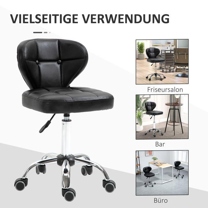 Image du produit Swisshandel24 Lot de 2 tabourets à roulettes avec dossier pivotant, réglables en hauteur 45 x 47 x 72-87 cm