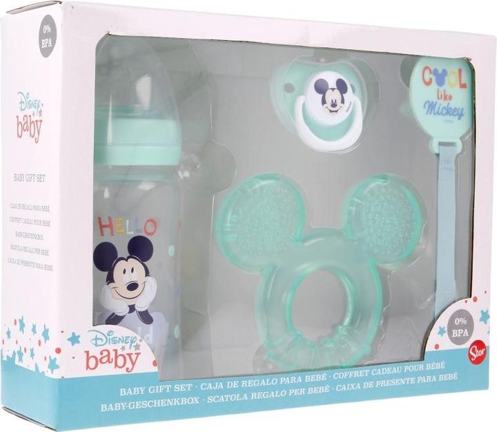 Actual product image Disney Baby set (bottle with teat 240 ml, anatomical teat, teether, teether holder) (Cool) (1 x)