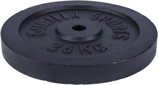 Produktbild Gorilla Sports Hantelscheibe Guss Schwarz 1,25-15 KG (1 x 25 kg)