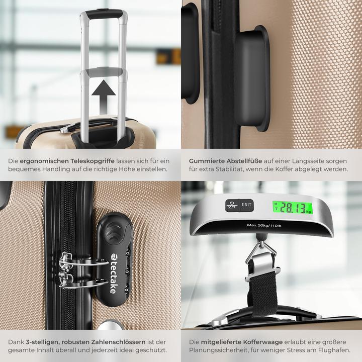 Actual product image tectake 3er Kofferset Talia mit Kofferwaage und Kofferanhänger (93 l, L (90 - 115l))