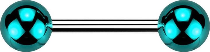 Produktbild Star Piercing Barbell silber mit zwei Kugeln glasbeschichtet blau (Acryl, ohne Messing, Chirurgenstahl 316L)