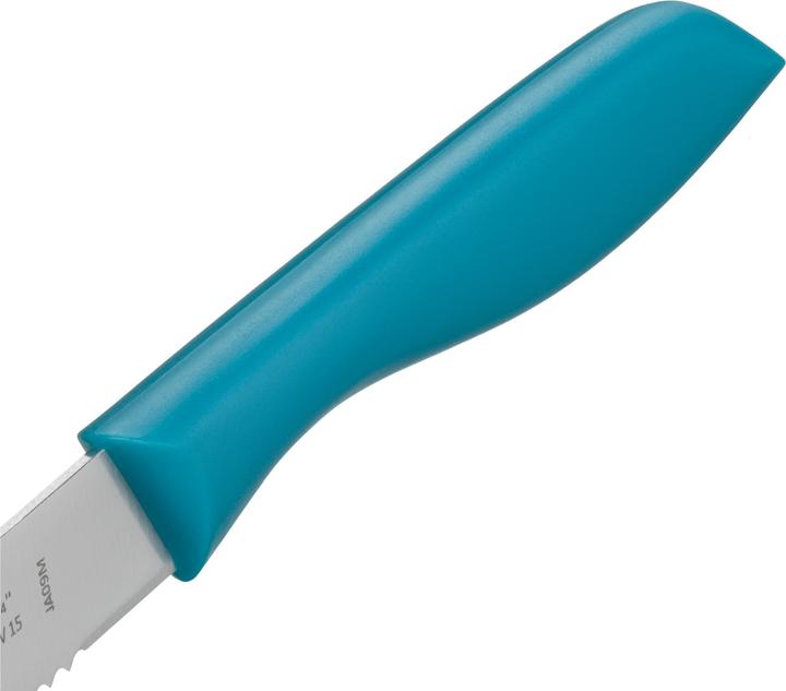 Produktbild WMF Brotzeitmesser Brötchenmesser Frühstücksmesser Set 2tlg 23cm Wellenschliff blau (11 cm)