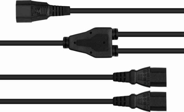 Produktbild Kabelmeister Y-Kaltgeräteverlängerung Kaltgeräte-Stecker C14 an 2x Kaltgeräte-Buchse C13, schwarz (2 m, C14)