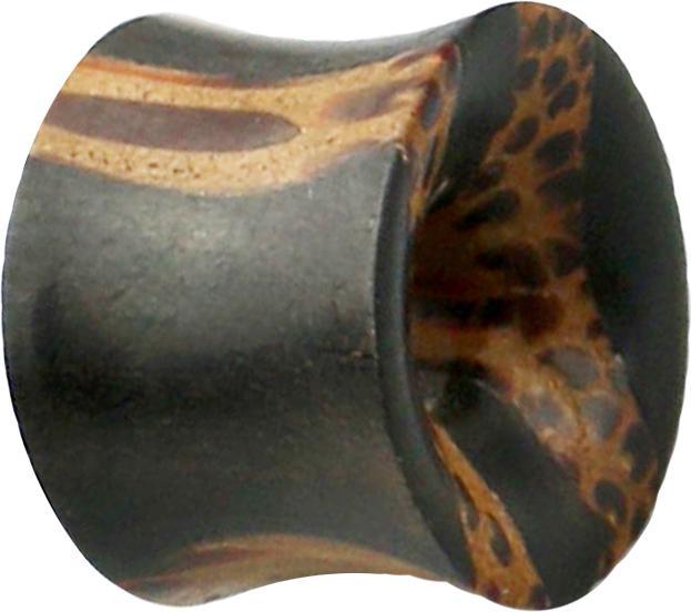 Star Piercing Flared Tunnel aus Kokosnussholz und Areng Holz gestreift (ohne Messing, Organisch)