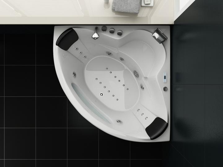 Produktbild PureHaven Whirlpool 138x138 cm elegantes Design Heizung Lichttherapie Soundsystem Reinigungsprogramm