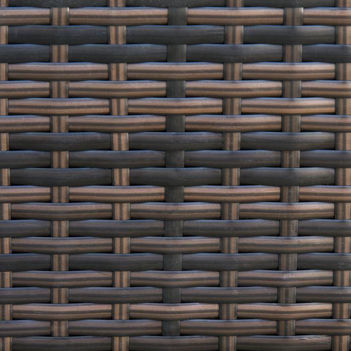 Immagine prodotto Swisshandel24 Divano in poly rattan con cuscini Divano da giardino a 3 posti in metallo poliestere marrone+bianco
