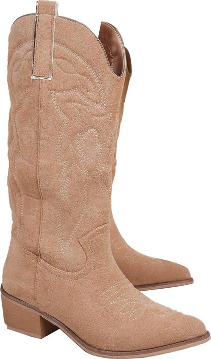 Actual product image Where's That From Womens/Ladies Desert Embroidered Faux Suede Side Zip Cowboy Boots (36)