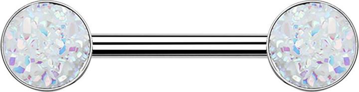 Star Piercing Barbell silber mit Druse Stein weiss (Chirurgenstahl 316L, ohne Messing)