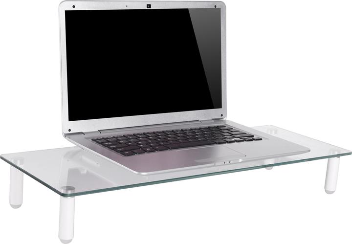 Actual product image equip Monitor table extension up to 20kg glass table white