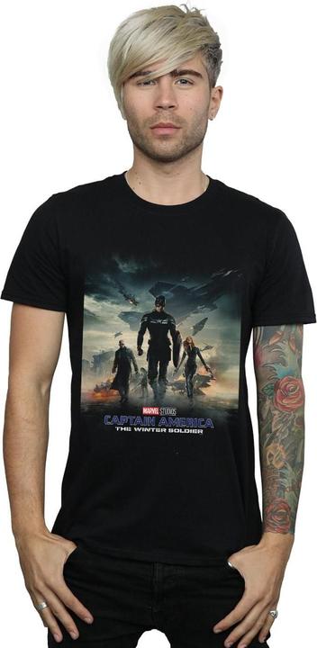 Actual product image Marvel Mens Captain America The Winter Soldier Poster T-Shirt (L)