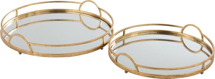 Actual product image J-Line 2-piece tray set mirrored with gold frame made of iron