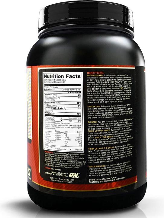 Valori nutrizionali e ingredienti Optimum Nutrition 100% Whey Gold Standard (Biscotti e panna, 1 pz., 908 g)