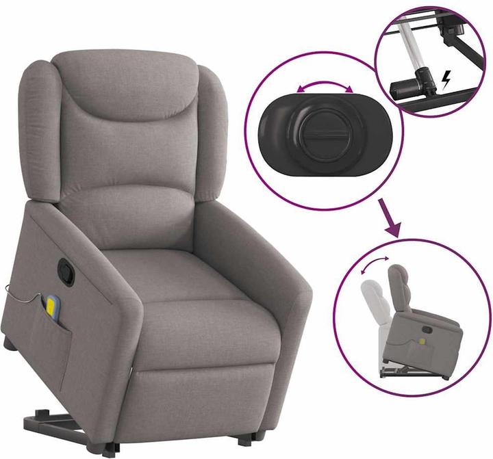 Actual product image VidaXL Massage chair with stand-up aid Taupe fabric