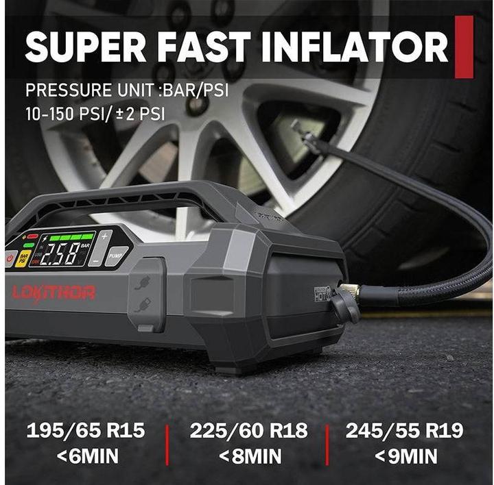 Immagine prodotto Lokithor Powerbank / Jump starter JA302, 2500A, compressore 10-150 PSI (2500 A, 17100 mAh)