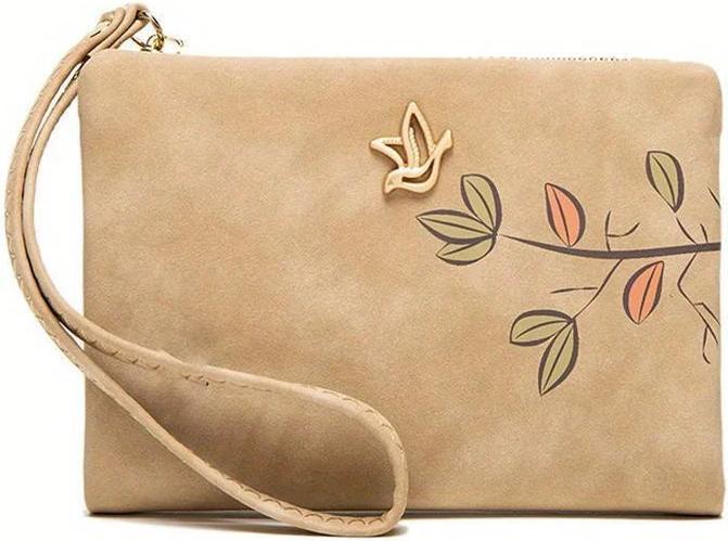 Image du produit Only-Bags.Store Stilvolle kurze Brieftasche mit Handschlaufe - Kartenhalter mit Blumenmuster in Beige, kompakte