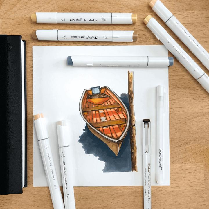 Actual product image Ohuhu Fineliner drawing pens (Multicoloured, 8 x)