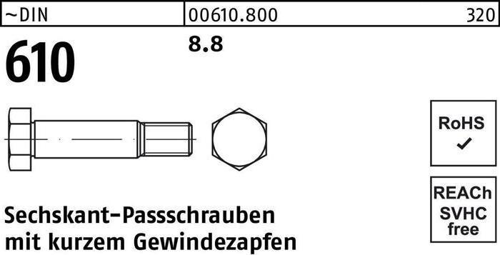 Produktbild Sechskantpassschraube DIN 610 m.kurzem Gewindezapfen M 24 x 150 8.8 (5 Schrauben pro Stück)