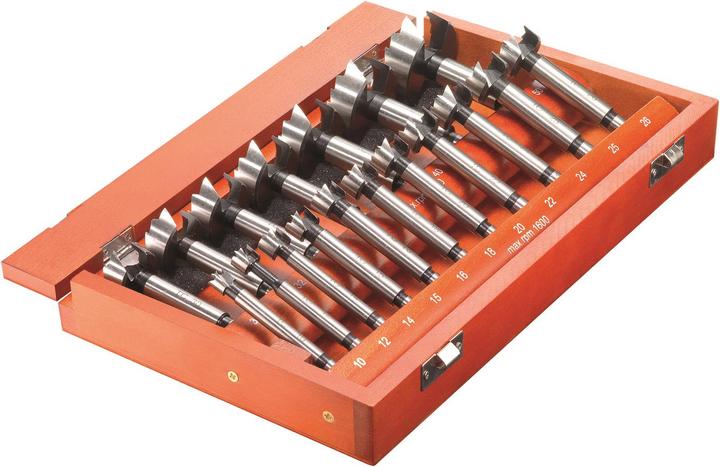Produktbild technocraft Astlochbohrer-Satz, 20-tlg (10 mm, 12 mm, 14 mm, 15 mm, 16 mm, 18 mm, 20 mm, 22 mm, 24 mm, 25 mm, 26 mm, 30 mm, 32 mm, 35 mm, 38 mm, 40 mm, 45 mm, 50 mm)