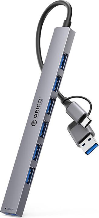 Produktbild Orico Converter YSA2-U3 USB-A/USB-C Hub Docking Station 1x USB-A 3.0 + 6x USB-A 2.0 - Gray (USB-A, USB-C, 7 Ports)