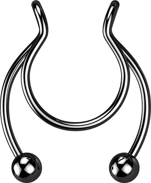 Actual product image Star Piercing Fake Clip schwarz Circular Barbell mit zwei Kugeln (Surgical steel 316L, 0.8 mm)
