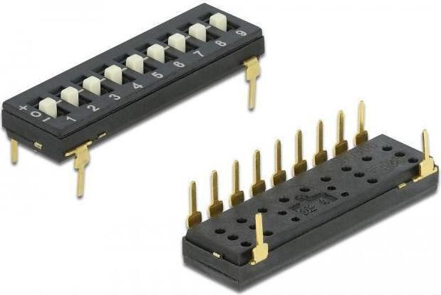 Image du produit Delock Commutateur DIP Tri-State 9 chiffres 2,54mm grille THT verticale noir 2 pièces