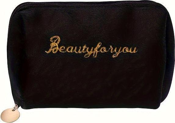 Only-Bags.Store Weicher Buchstabe Stickerei Mini-Kosmetiktasche, Reissverschluss solide Farbe niedlich Make-up-Münze