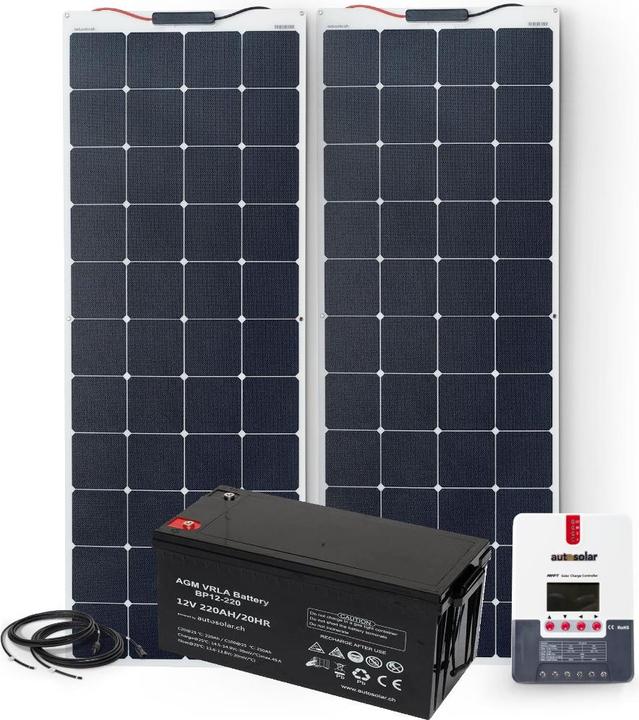 Image du produit Autosolar Kit solaire complet 330W flexible avec batterie AGM 220Ah (320 W)
