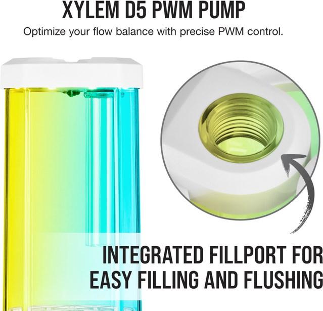 Actual product image Corsair Hydro X Series XD5 RGB D5 Pump Reservoir White