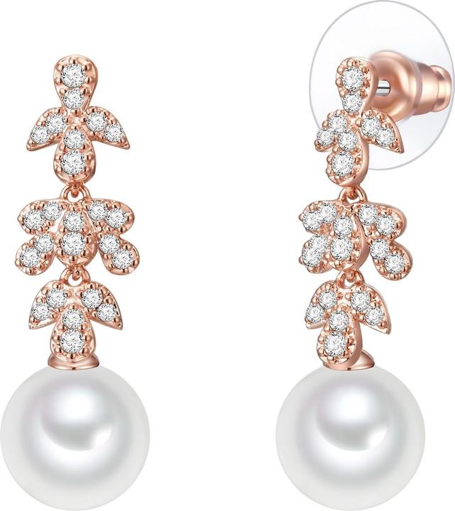 Actual product image Lulu & Jane Ladies Brass Zirconia Shell Core Pearl Rose Gold - 29305 (Brass)