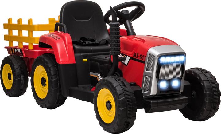 Immagine prodotto Swisshandel24 Trattore elettrico per bambini con rimorchio, telecomando, MP3, fari, 3-6KM/H, rosso