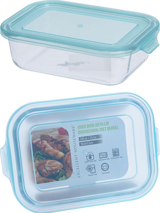 Actual product image Excellent Houseware Borosilicate glass food storage jar, storage bowl, 630 ml (0.63 l)