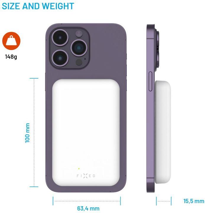 Actual product image Fixed MagZen Trådløs PD 20W Power Bank 6.000 mAh Hvid Powerbank - Hvid - 6000 mAh (6000 mAh, 20 W, 6000 Wh)