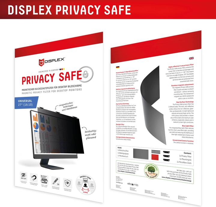 Produktbild Displex Privacy Safe, Desktop Monitor Blickschutzfilter (27", 16 : 10)