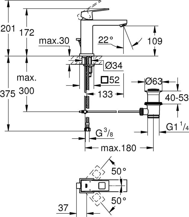 Actual product image Grohe Eurocube single lever basin mixer M-Size