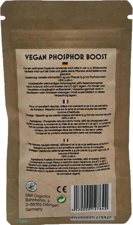 Nährwerte und Zutaten SR Organics Green Power 3l + Vegan Photsphor Boost Bag 30g (3.63 kg)